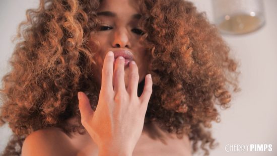 Spicy ebony touches her pussy