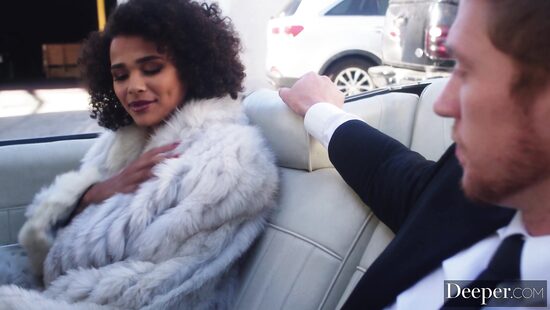 Ebony babe in interracial action