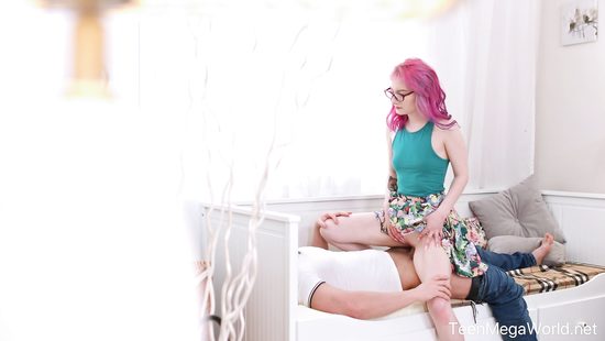 Nerdy girl fucks with stepbro