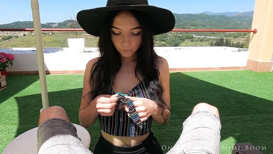 Cock teaser in a nice hat blows a huge dong