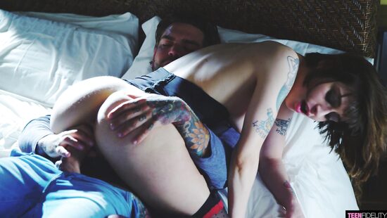 Bitch in weird stockings fucks like a whore