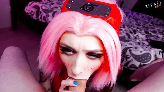 Playful sex doll Zirael_Rem licks a massive dong on cam