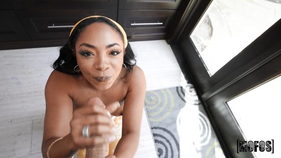 Ebony girl gets white boner