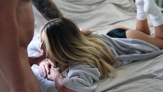 Amazing blonde sideways fucked