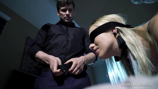 Blindfolded blonde nailed with cock