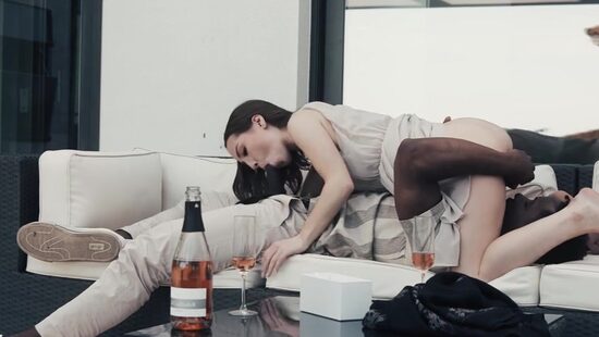 Two things make a girl happy: wine and creampie