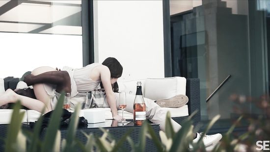 Two things make a girl happy: wine and creampie