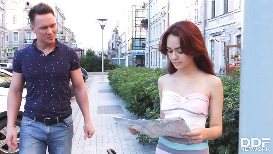 Curvy redhead riding gigantic throbber hardcore