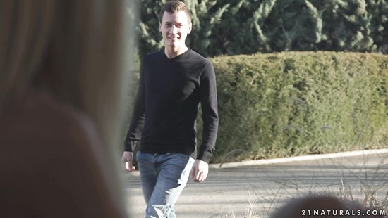 Alluring blonde takes a beating outdoors