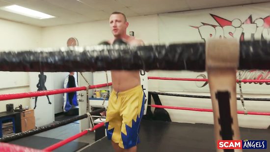 Boxing champ swimming in drenched pussy on the ring