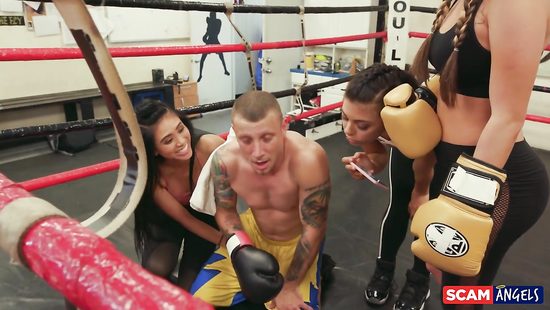 Boxing champ swimming in drenched pussy on the ring