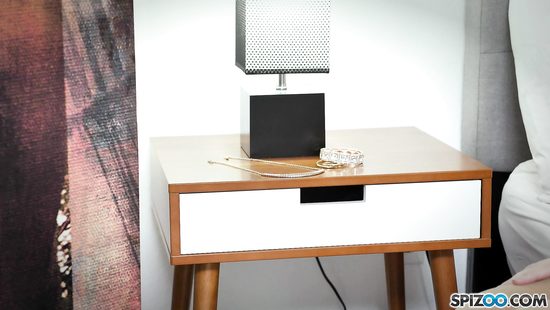 Lovely couple doing it on leather couch