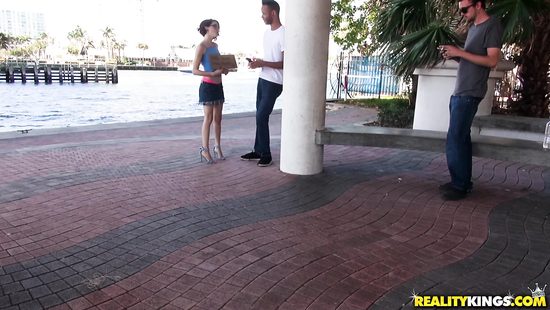 Nerdy redhead loves fucking outdoors