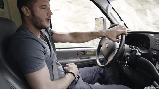 Smashing blonde fucks dude in empty truck