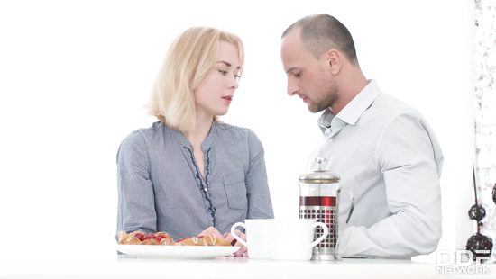 Lovebirds making tantalizing love at the living room