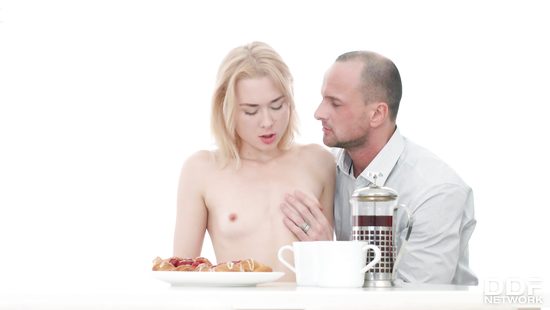 Lovebirds making tantalizing love at the living room