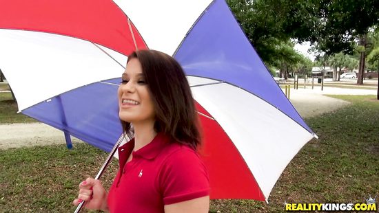 MILF endures huge dick in POV outdoor