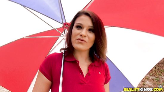 MILF endures huge dick in POV outdoor