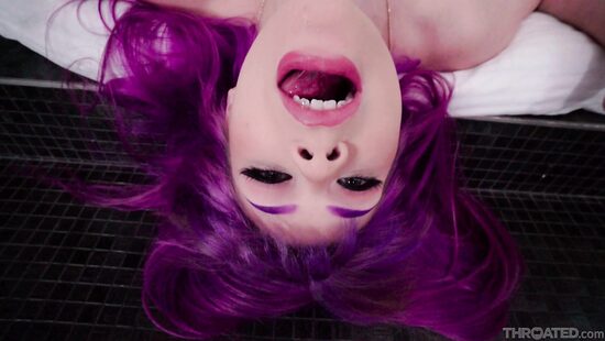 The smiling girl's throat