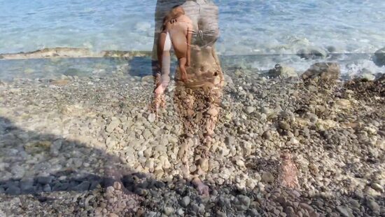 Fucking session on a rocky beach