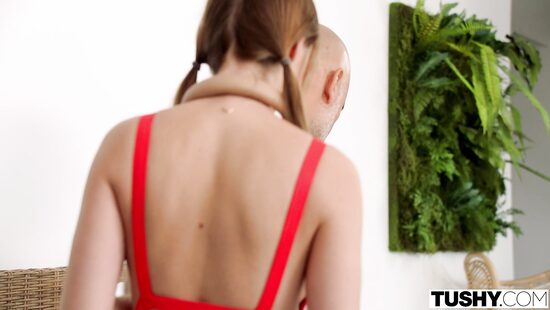 Christian's hard cock in her ass