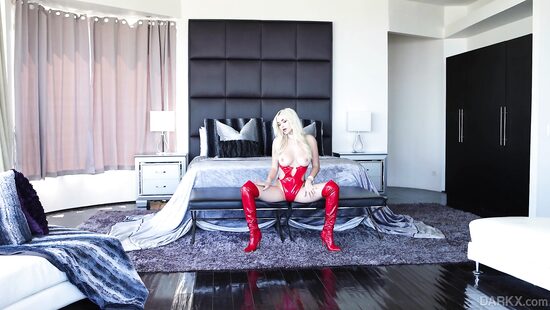 The girl in the tall red boots