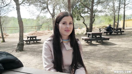 Amateur brunette fucking stranger for money