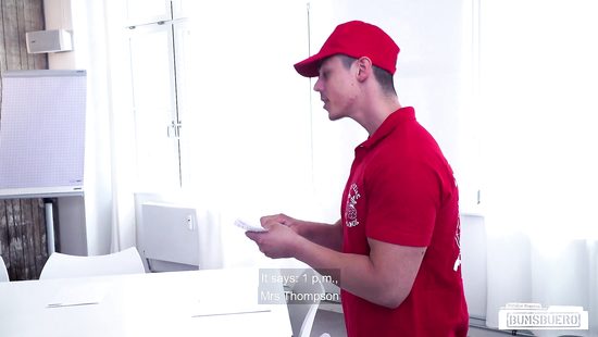 Sweet blonde rides pizza boy's cock like a pro