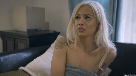 Dazzling blonde with small tits, home XXX