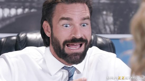 Blonde busty office MILF wants a raise