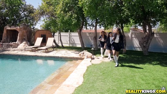 Hard sex by the pool for hot ebony mom