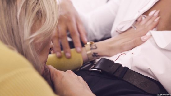 Nude blonde feels entire cock up her ass