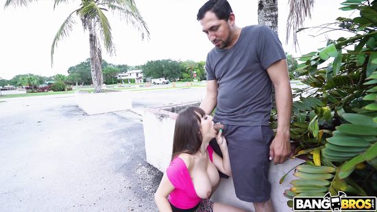 Busty amateur fucked in public for cash