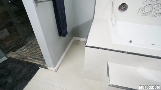 Energized blonde gets dick in the bathroom