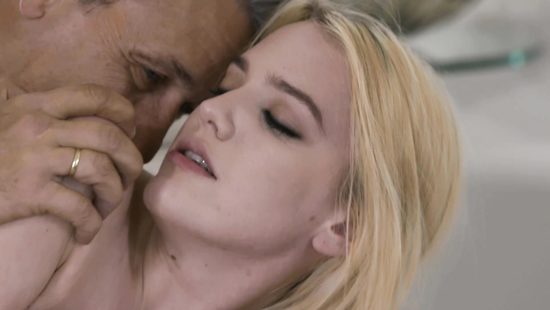 Thin blonde gets it in doggy from stepdad