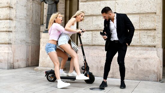 The beautiful scooter girls made up for their carelessness