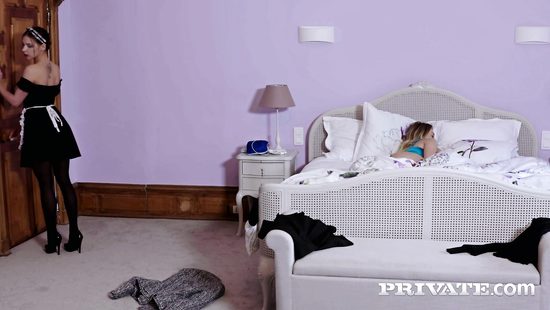 Deepthroat before the maid bends ass for sex