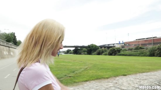 Petite blonde tries heavy dick for money