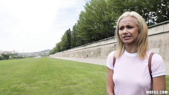 Petite blonde tries heavy dick for money