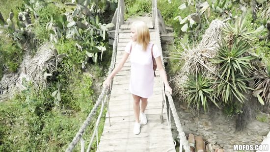 Petite blonde tries heavy dick for money