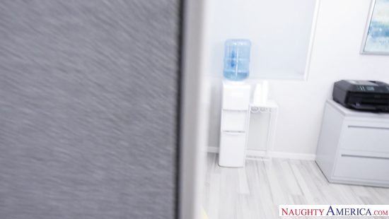 Busty teen rides it in reverse at work