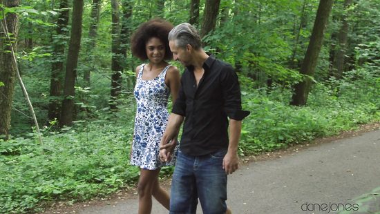 Thin ebony reaches orgasm fucking white dude