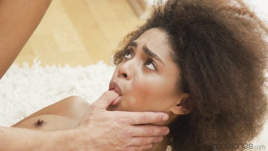 Thin ebony reaches orgasm fucking white dude