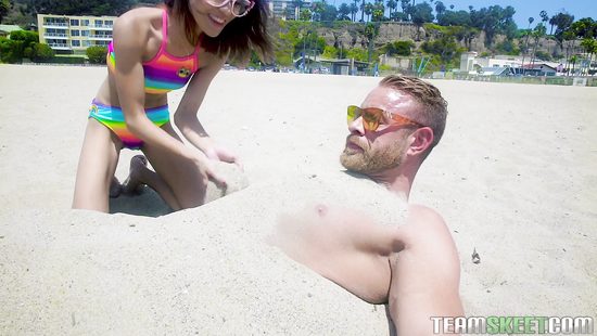 Thin hottie moans with stepdad's cock in her ass