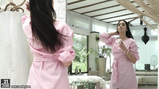 Fine brunette teen bends for endless cock