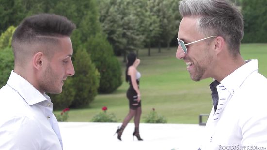 Appealing brunette tries her luck with two lover