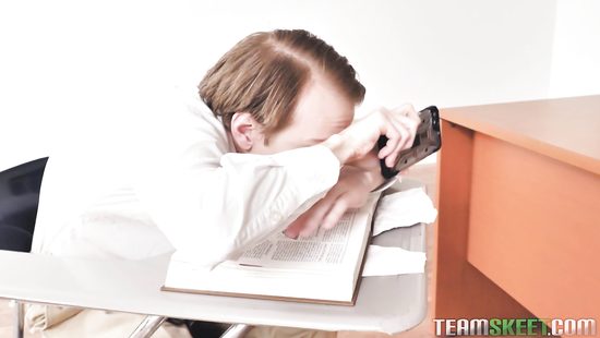 Slutty female teacher fucked by a student in the classroom