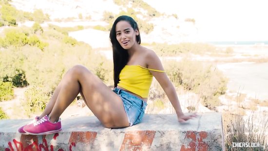 Cute Latina smashes next door guy's cock