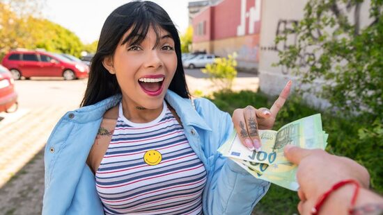 Pretty brunette will do anything for money