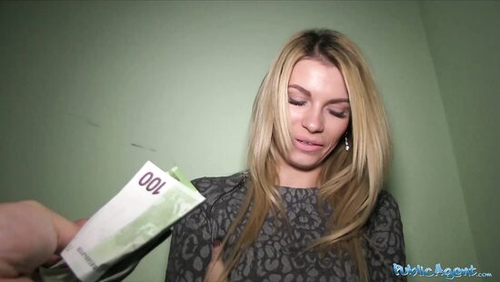 Long-legged blonde gets a load of cum in her pussy